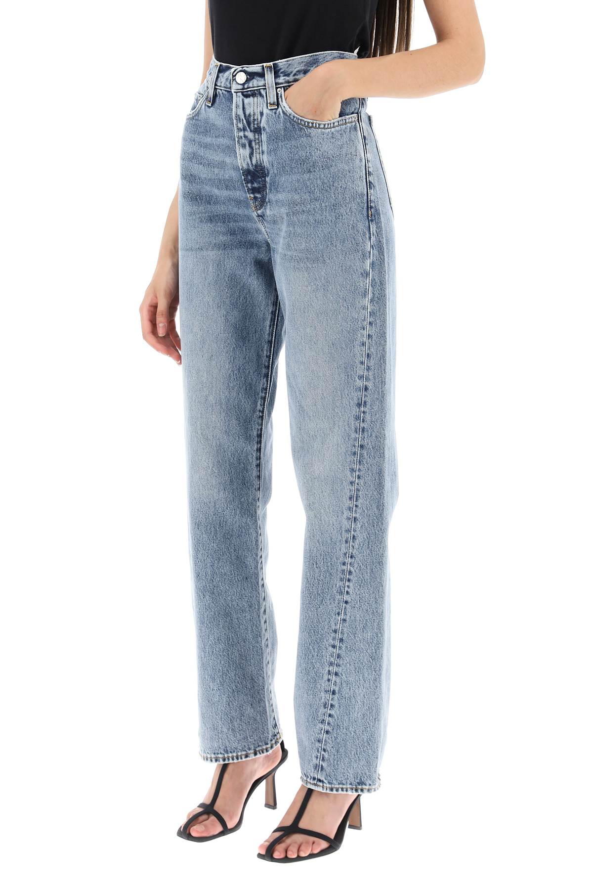 Twisted Seam Straight Jeans  - Blue