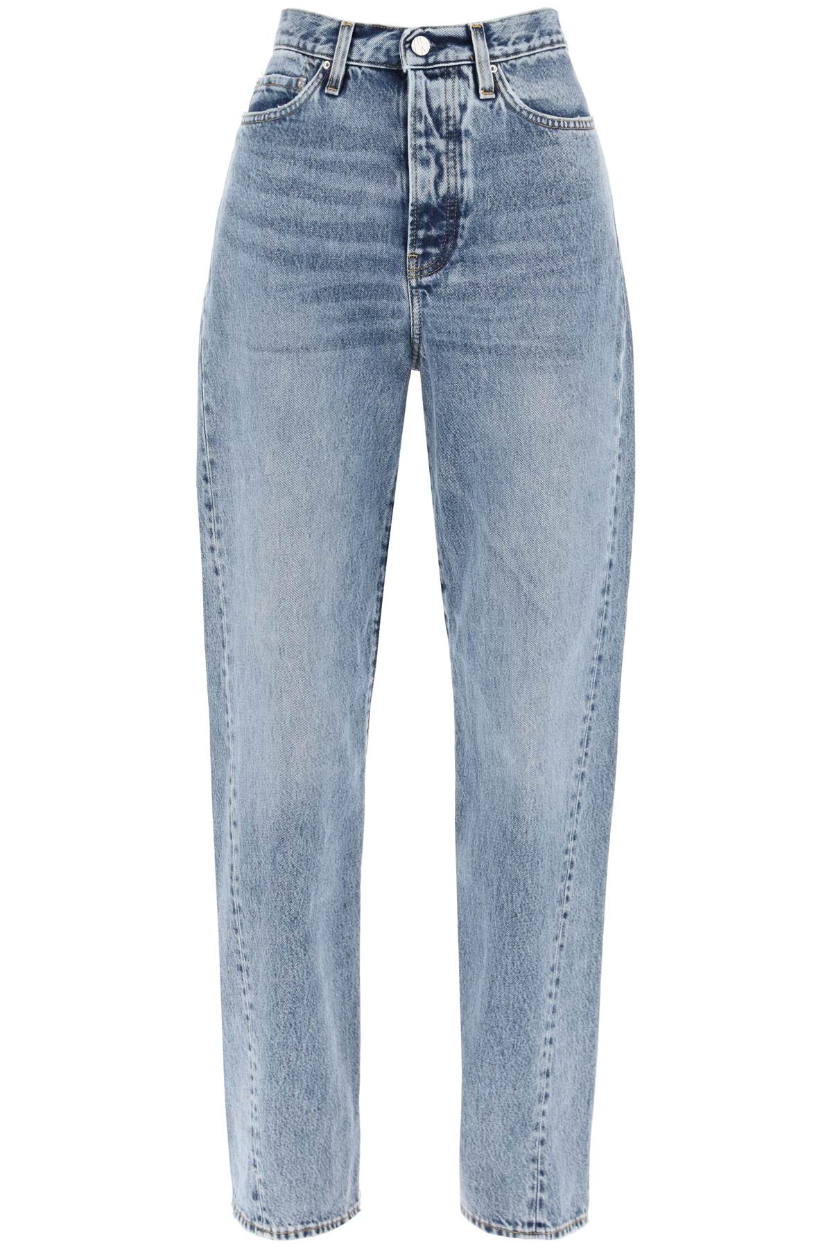 Twisted Seam Straight Jeans  - Blue