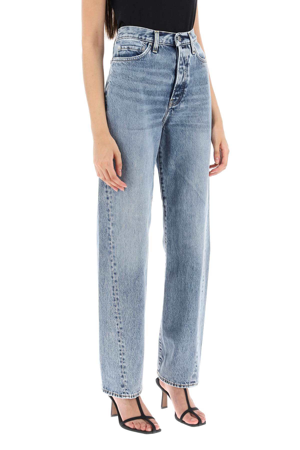 Twisted Seam Straight Jeans  - Blue