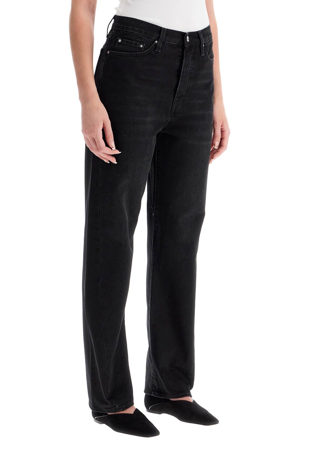 Twisted Seam Straight Jeans  - Black