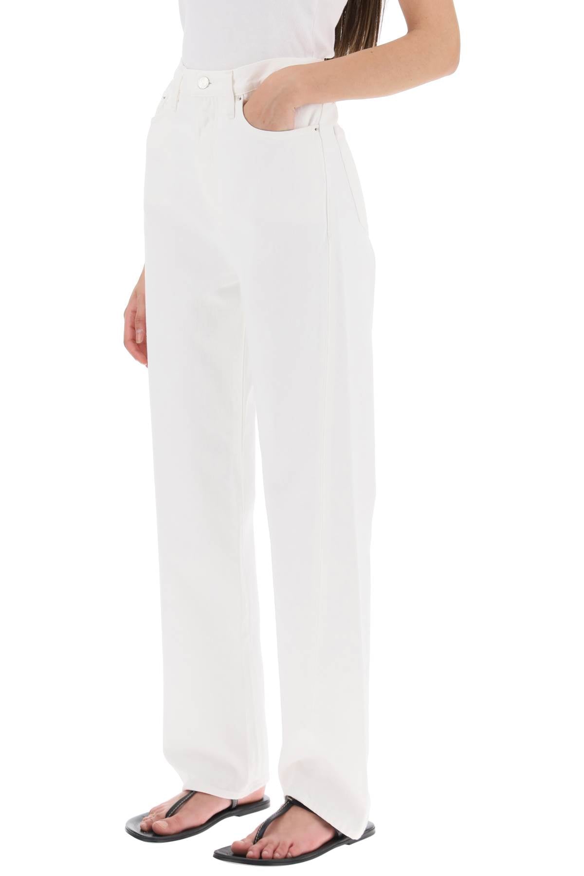 Twisted Seam Straight Jeans  - White