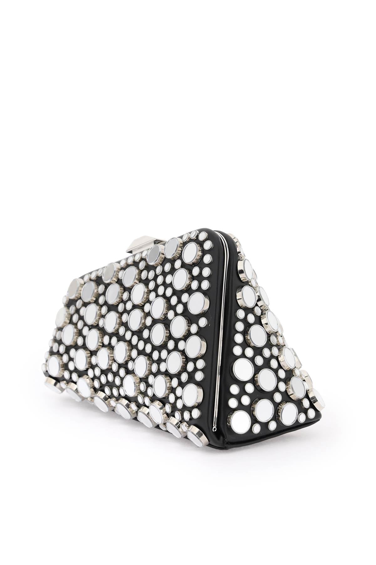 Mini Midnight Clutch With Mirrored Studs  - Silver