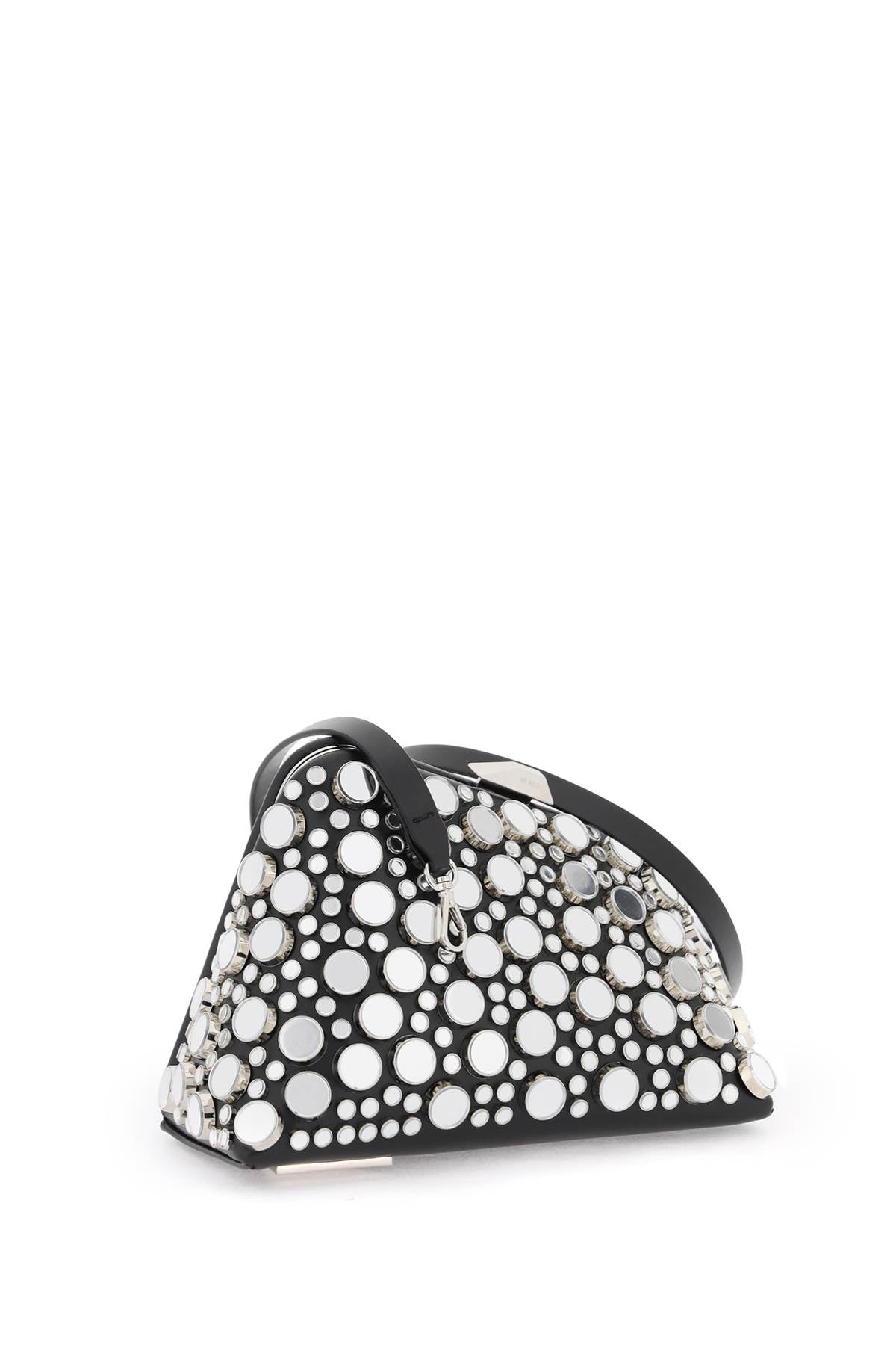 Mini Midnight Clutch With Mirrored Studs  - Silver