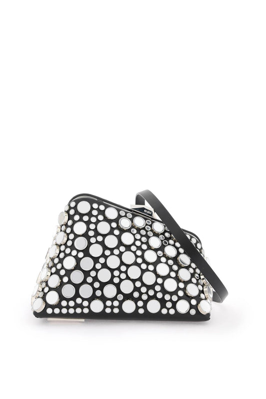 Mini Midnight Clutch With Mirrored Studs  - Silver