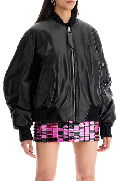 Anja Leather Bomber Jacket  - Nero