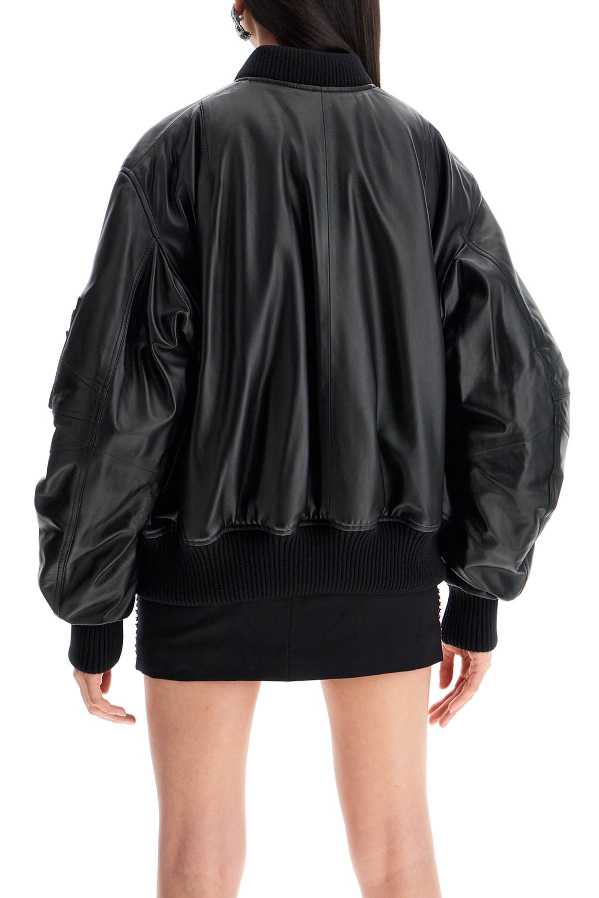 Anja Leather Bomber Jacket  - Nero