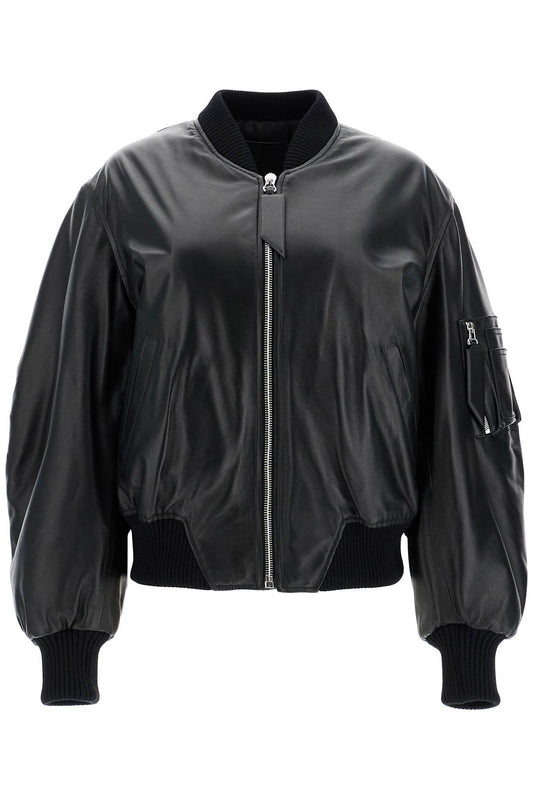 Anja Leather Bomber Jacket  - Nero