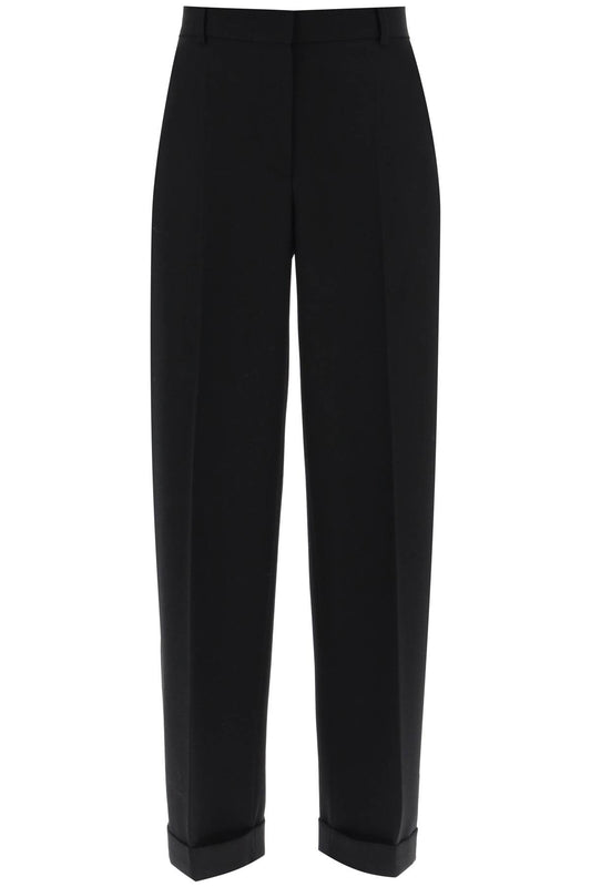 Cuffed Straight Trousers  - Nero