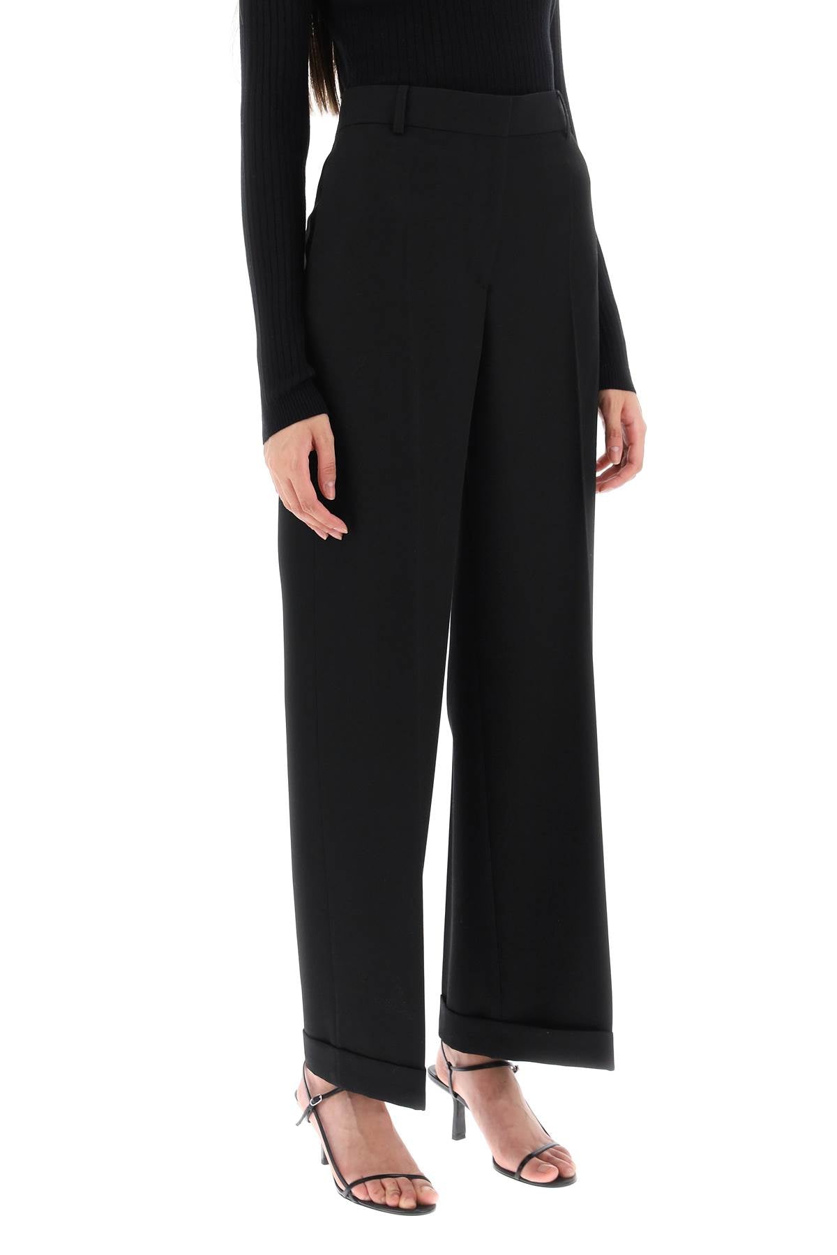 Cuffed Straight Trousers  - Nero