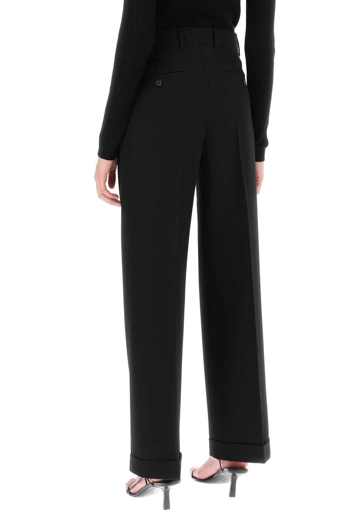 Cuffed Straight Trousers  - Nero