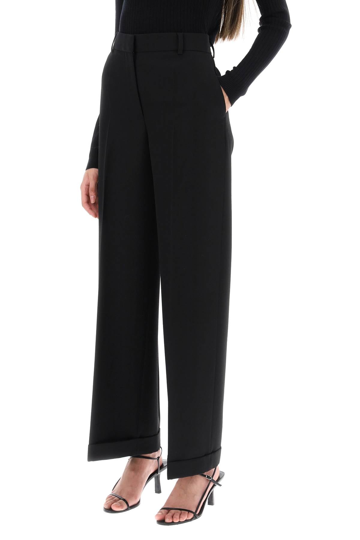 Cuffed Straight Trousers  - Nero