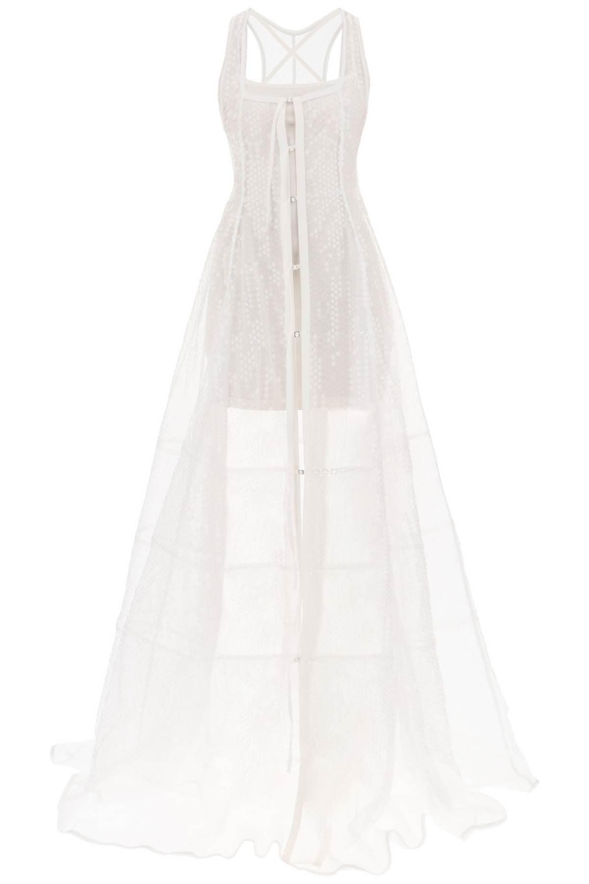 La Robe Dentelle Maxi Sequined Dress  - White