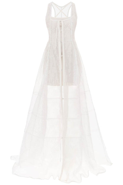 La Robe Dentelle Maxi Sequined Dress  - White