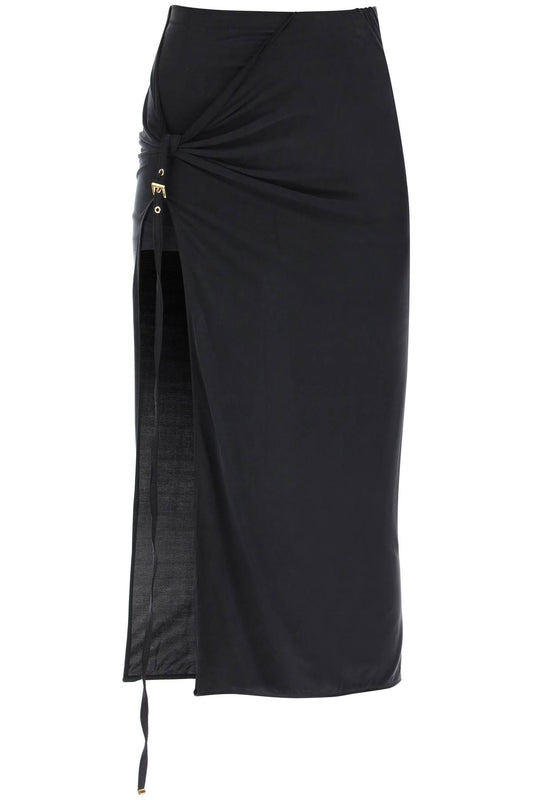 La Jupe Pareo Croissant Midi Skirt  - Nero