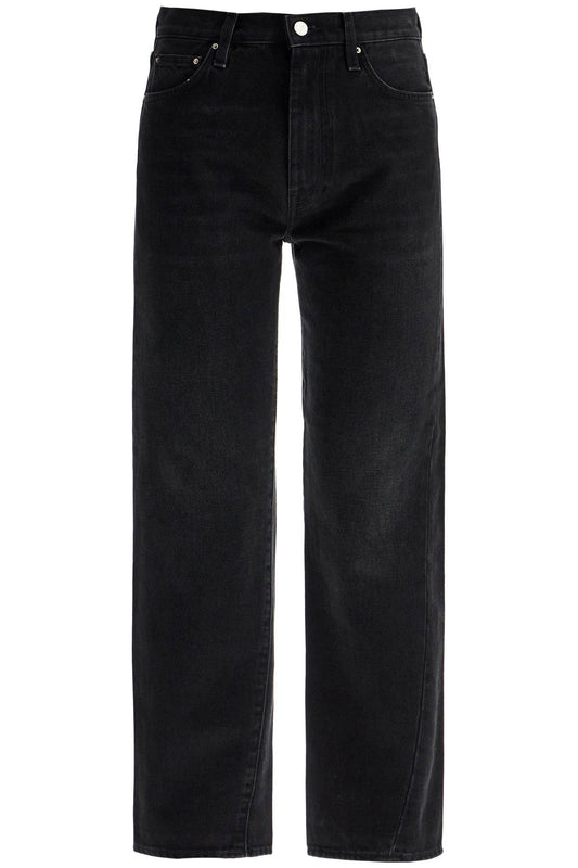 Faded Black Organic Cotton Jeans With Twisted Seams  - Black