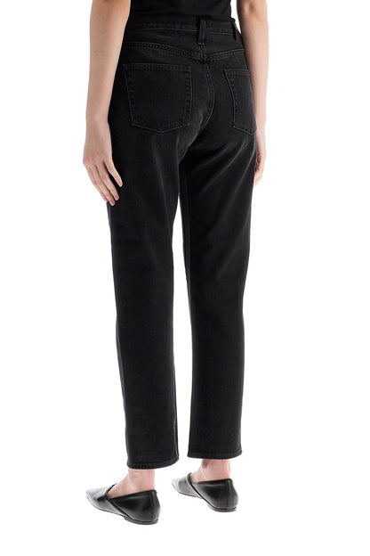 Faded Black Organic Cotton Jeans With Twisted Seams  - Black