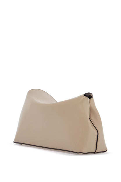 Light Beige Calfskin Clutch With Metal Closure  - Beige