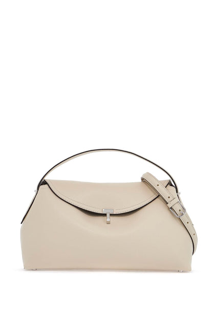 Milk Leather Handbag With T-lock And Adjustable Strap  - White