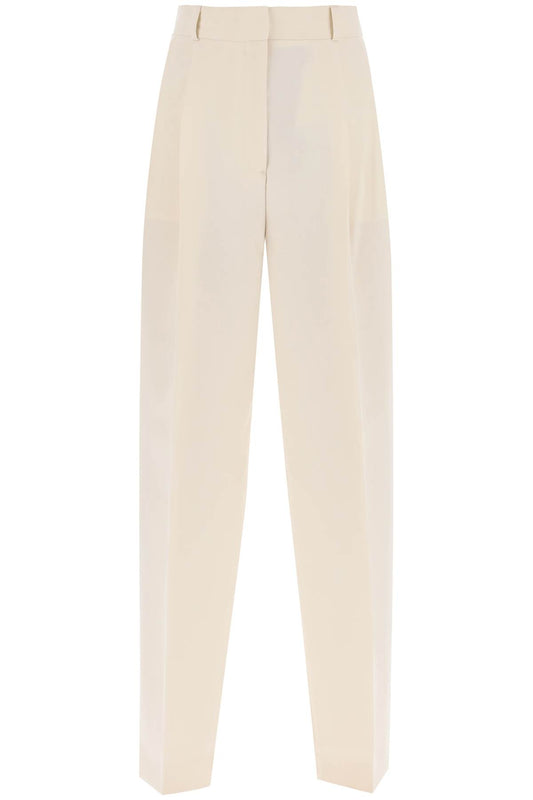 Double-pleated Viscose Trousers  - Beige