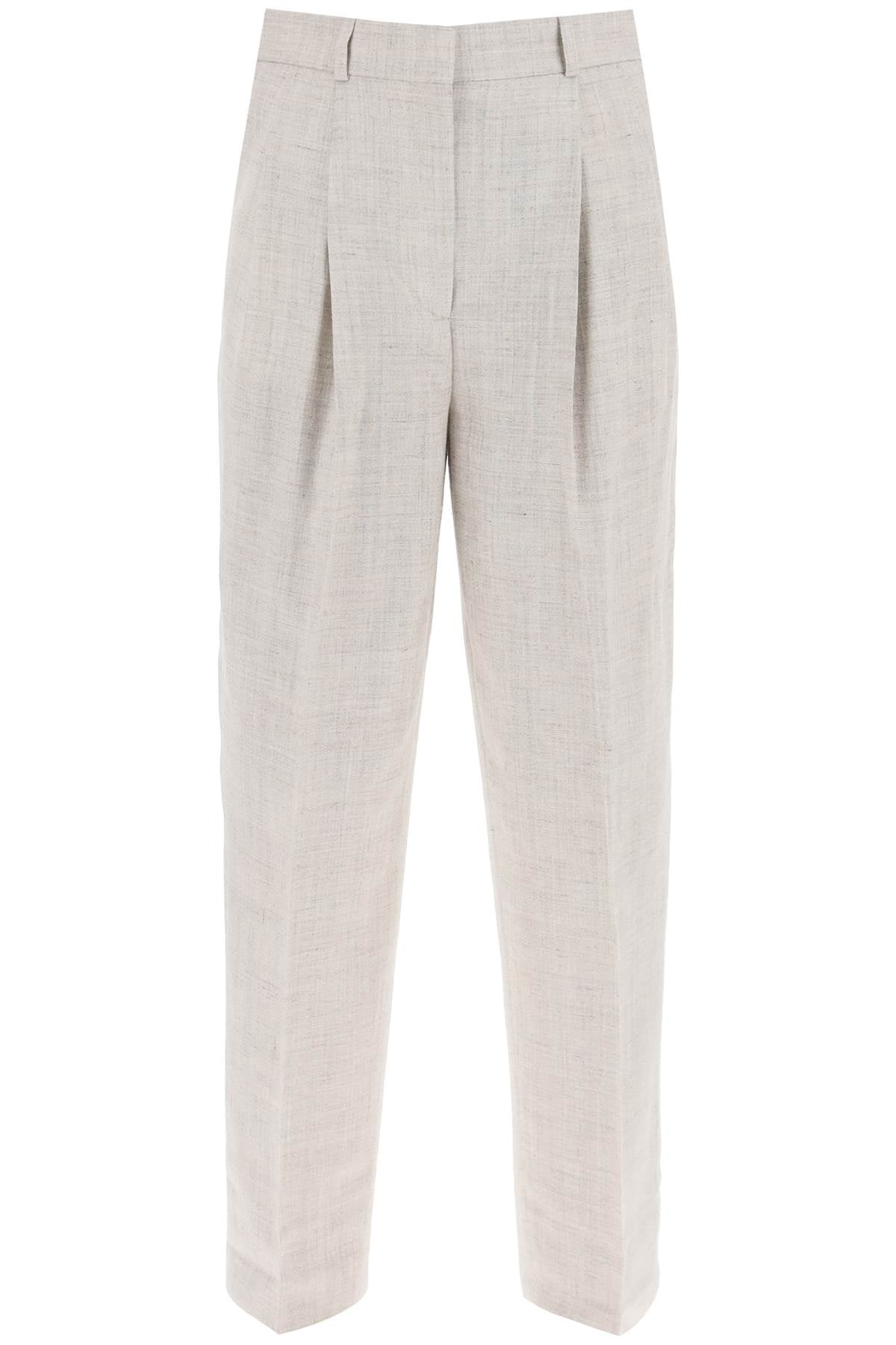 Tailored Trousers With Double Pleat  - Grey