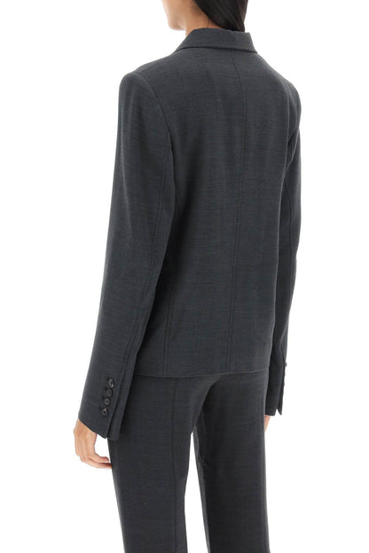 Single-breasted Crepe Jacket  - Grigio