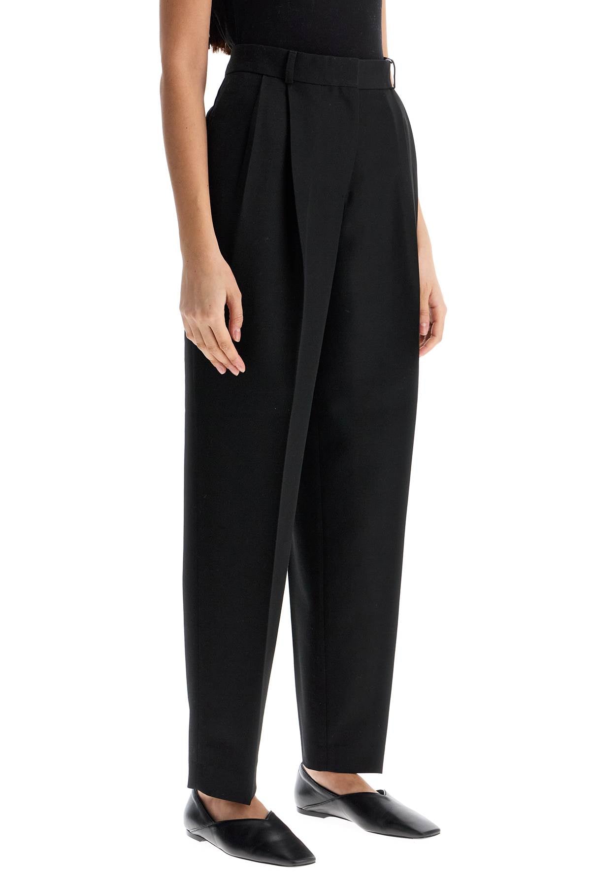 Tailored High-waisted Wide-leg Pants Black Sustainable Materials  - Black