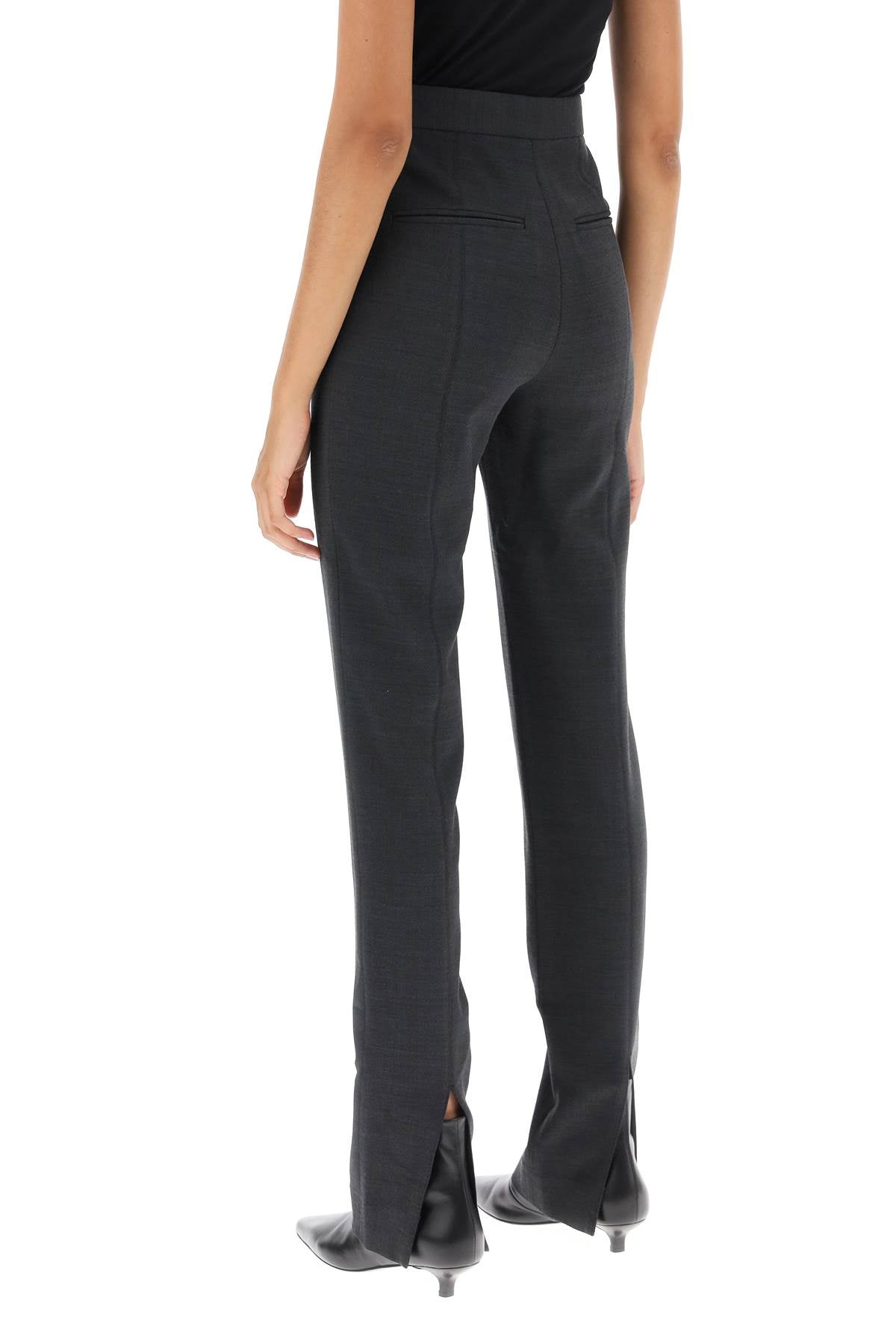 Slim Pants With Flared Cut  - Grey