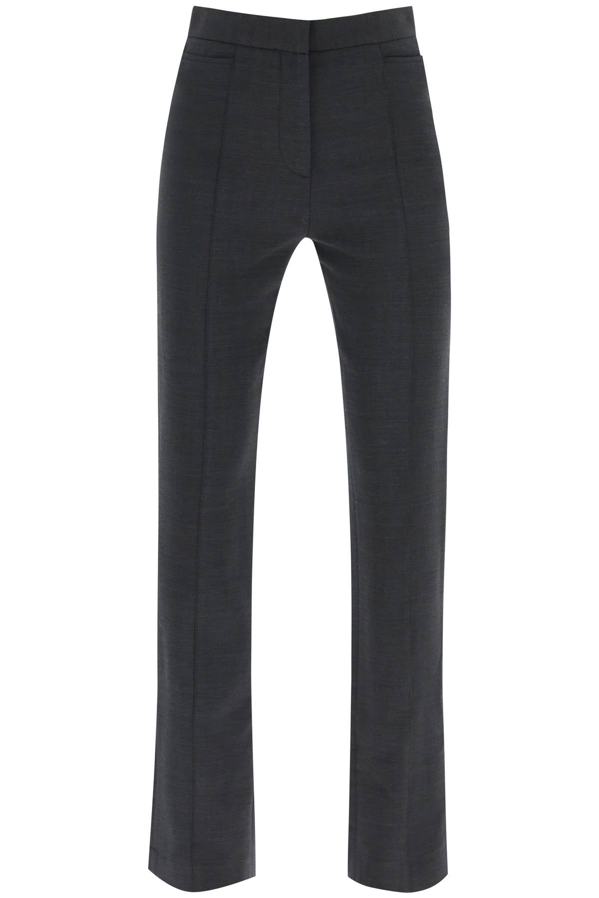 Slim Pants With Flared Cut  - Grey