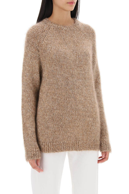 Melange-effect Sweater  - Beige