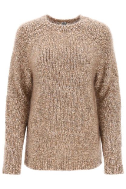 Melange-effect Sweater  - Beige