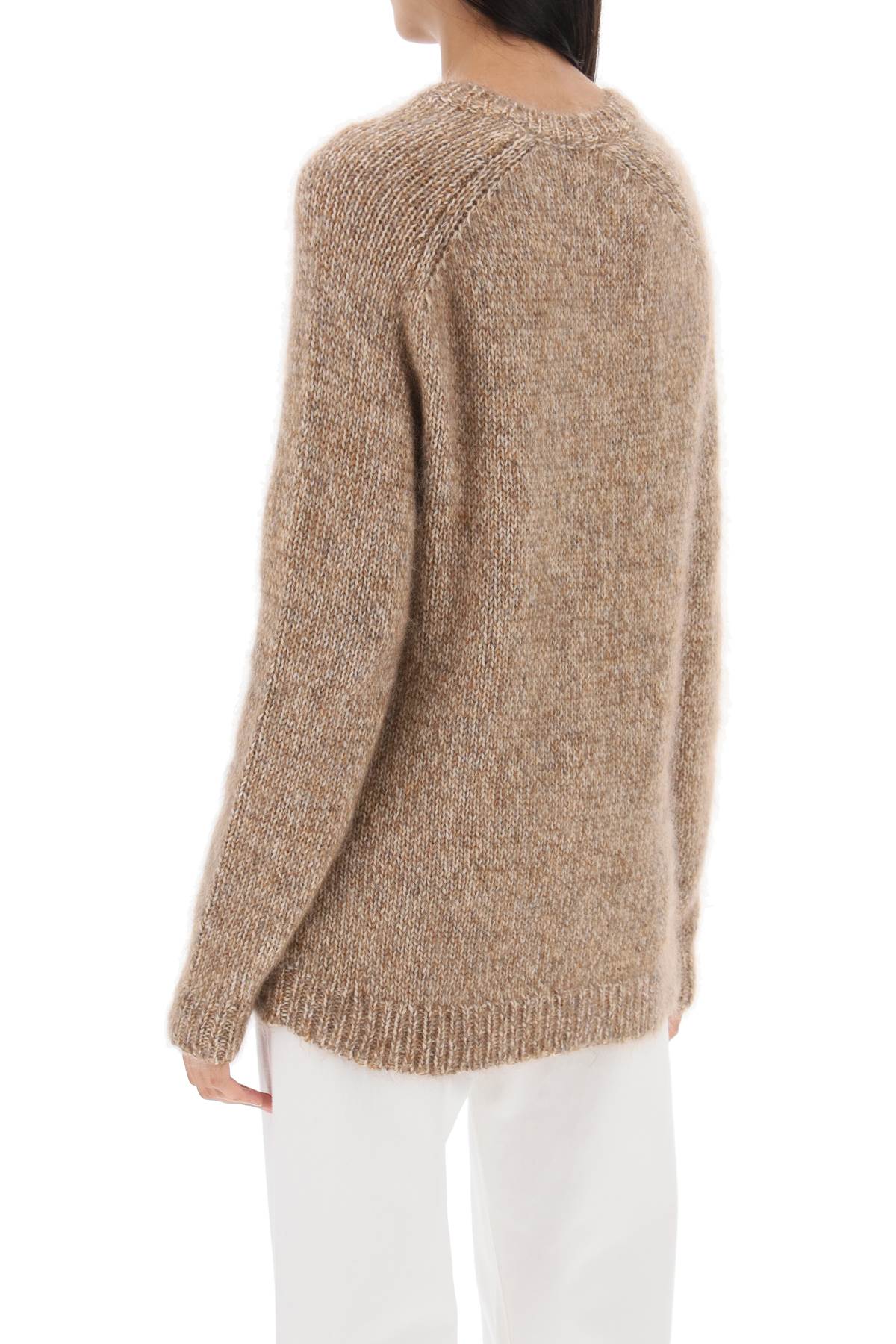 Melange-effect Sweater  - Beige