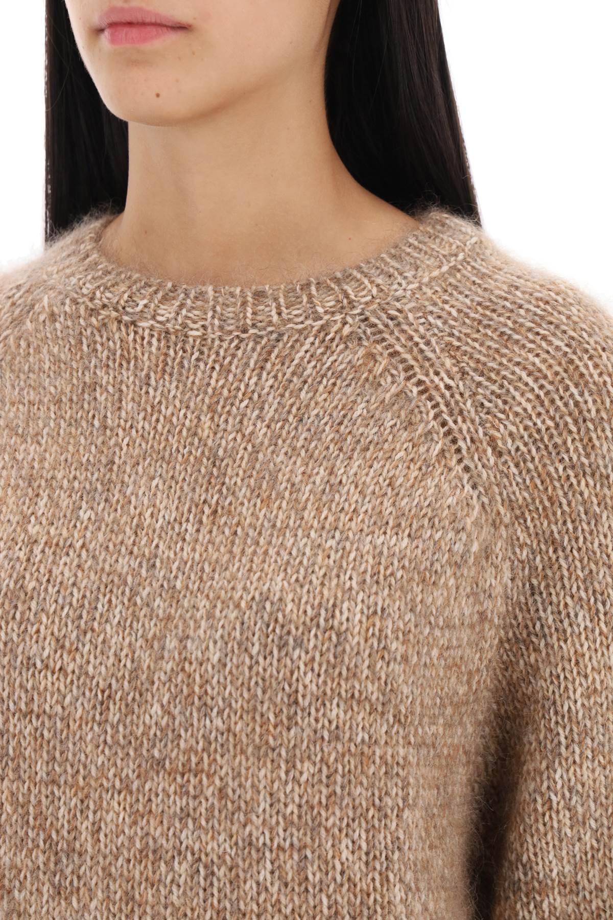 Melange-effect Sweater  - Beige