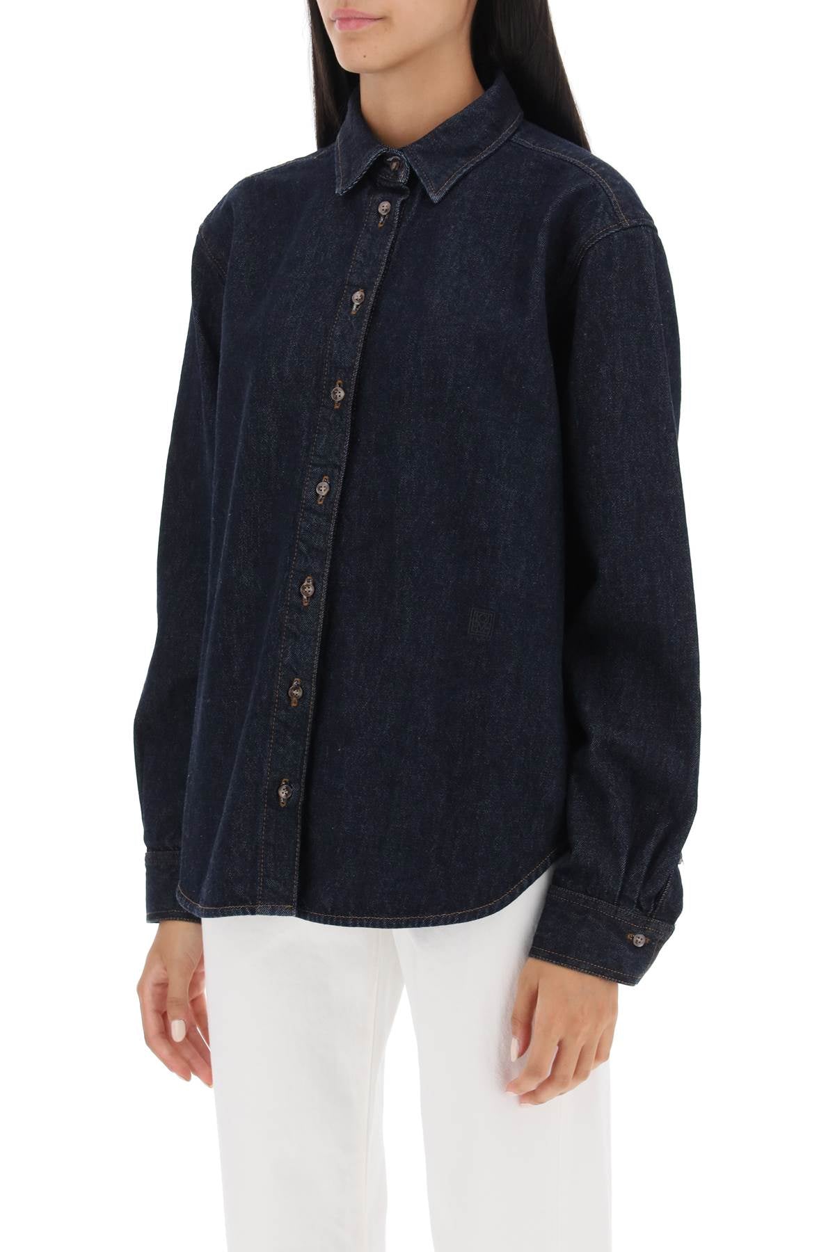 Organic-cotton Denim Shirt  - Blu