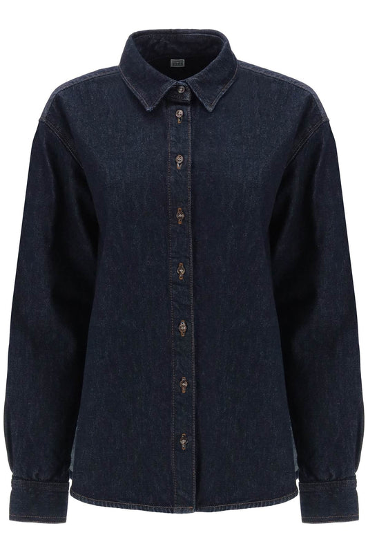 Organic-cotton Denim Shirt  - Blu