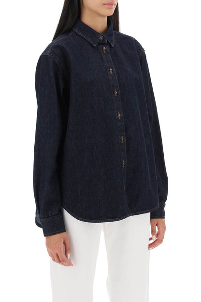 Organic-cotton Denim Shirt  - Blu