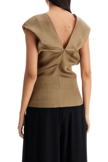 "silk Gazar Top Set  - Khaki