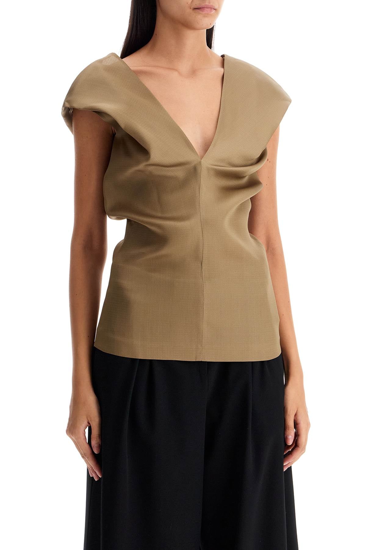 "silk Gazar Top Set  - Khaki