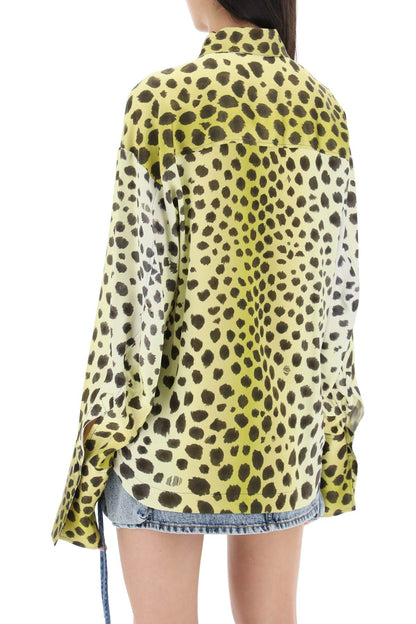 Eliza Cheetah Print Satin Shirt  - Giallo