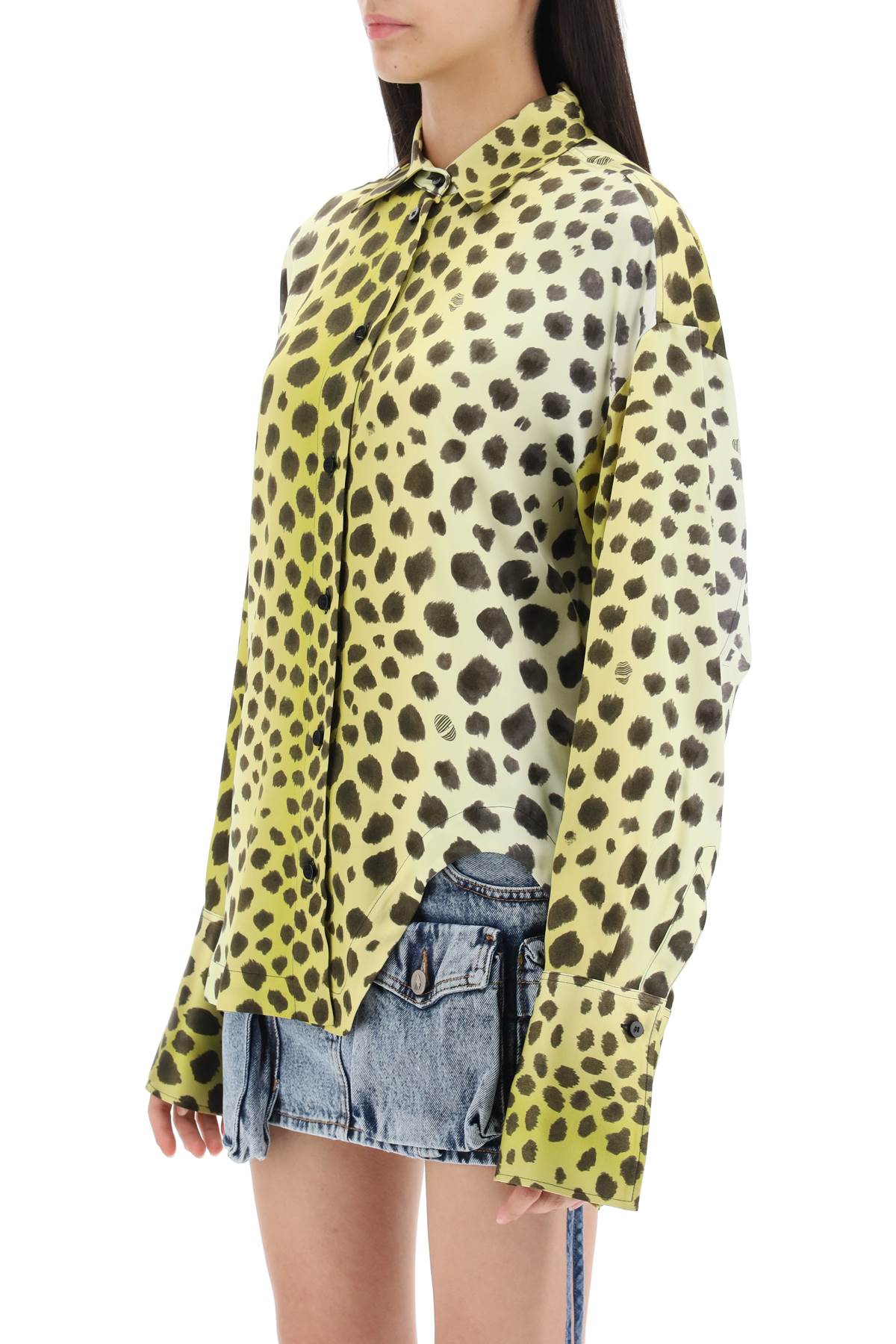 Eliza Cheetah Print Satin Shirt  - Giallo