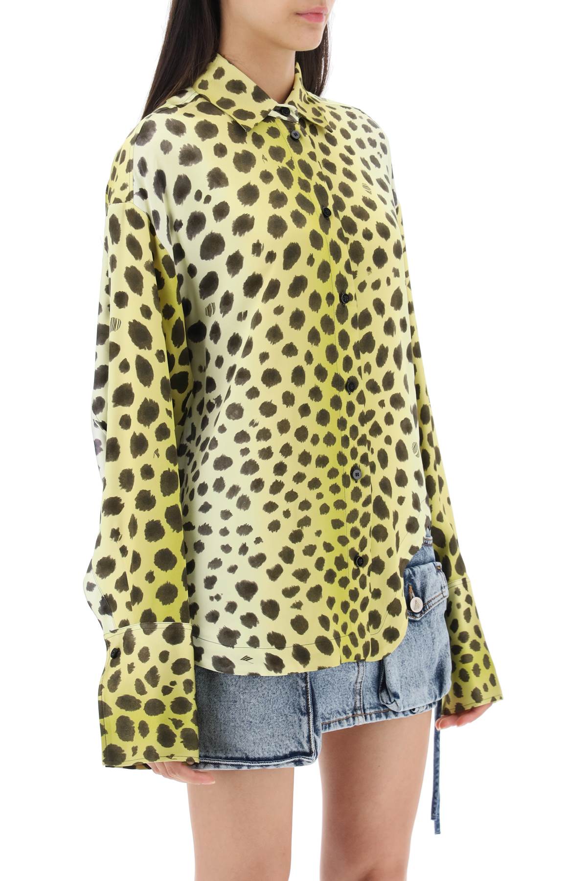 Eliza Cheetah Print Satin Shirt  - Giallo