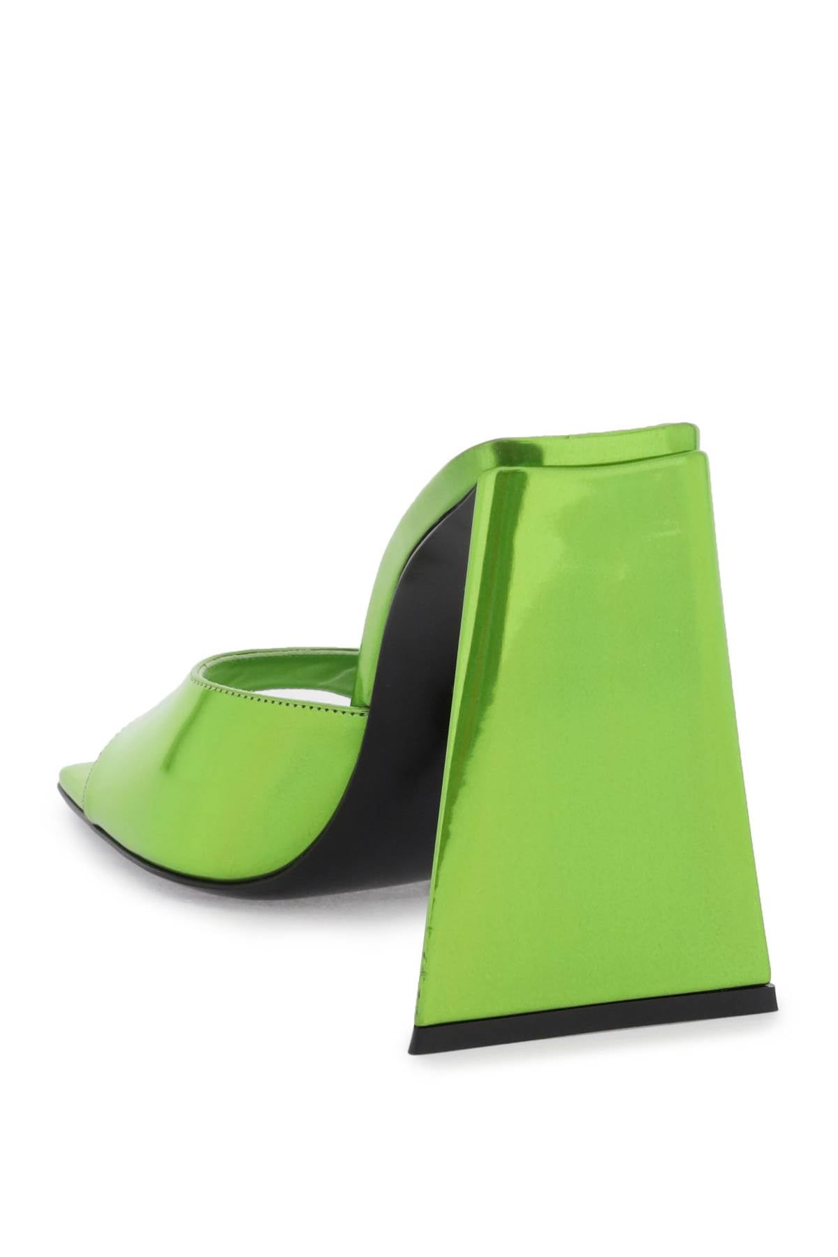 Devon Mules In Laminated Faux Patent Leather  - Verde