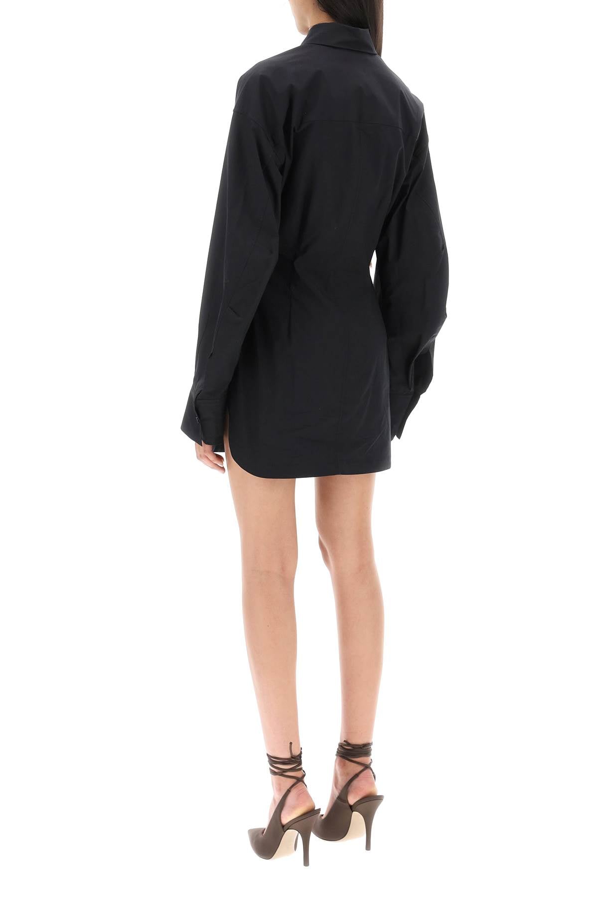 Shaped Mini Shirt Dress  - Nero