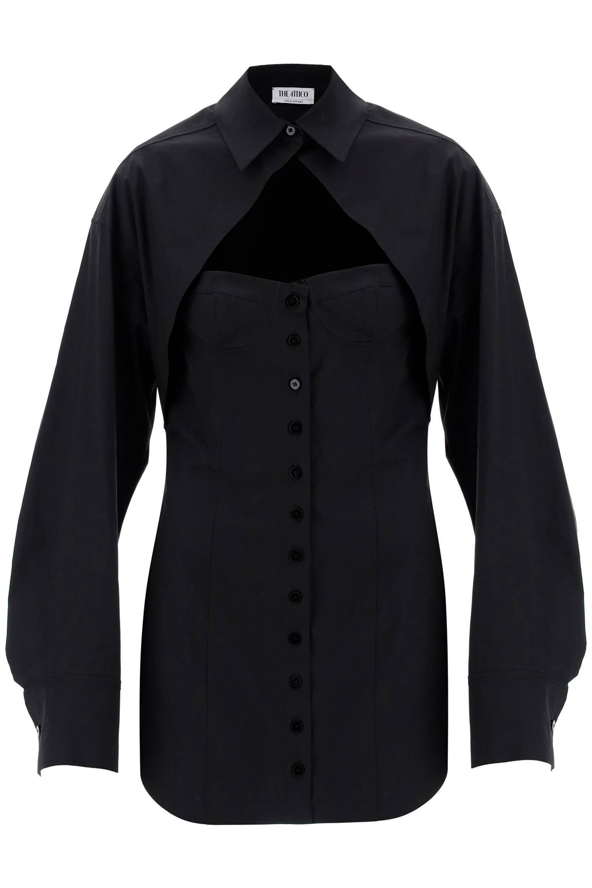 Shaped Mini Shirt Dress  - Nero