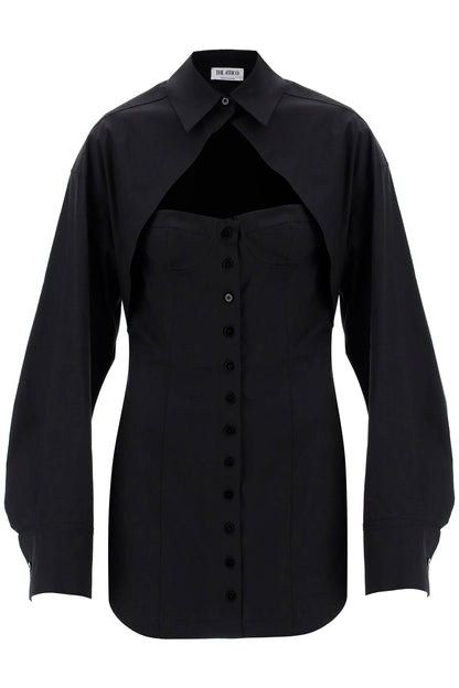 Shaped Mini Shirt Dress  - Nero