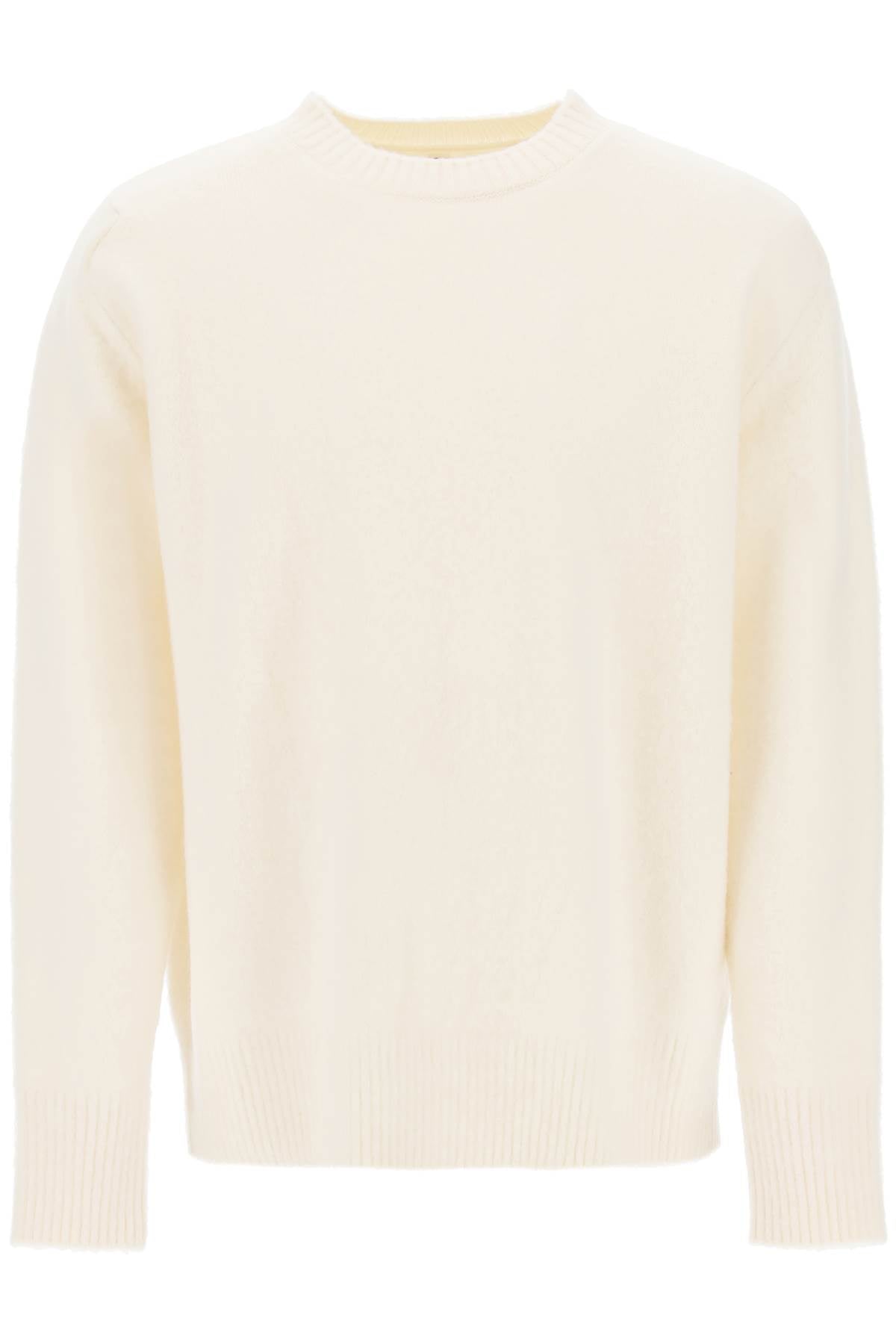 Wool Sweater With Jacquard Logo  - White