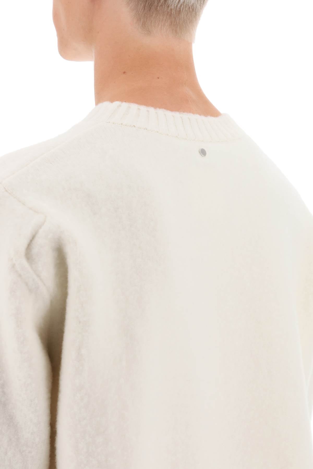 Wool Sweater With Jacquard Logo  - White