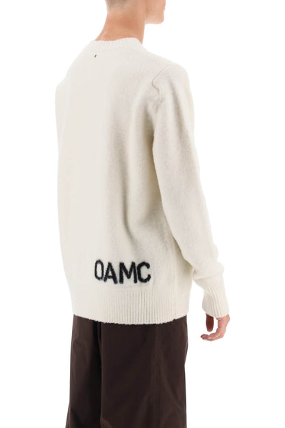 Wool Sweater With Jacquard Logo  - White