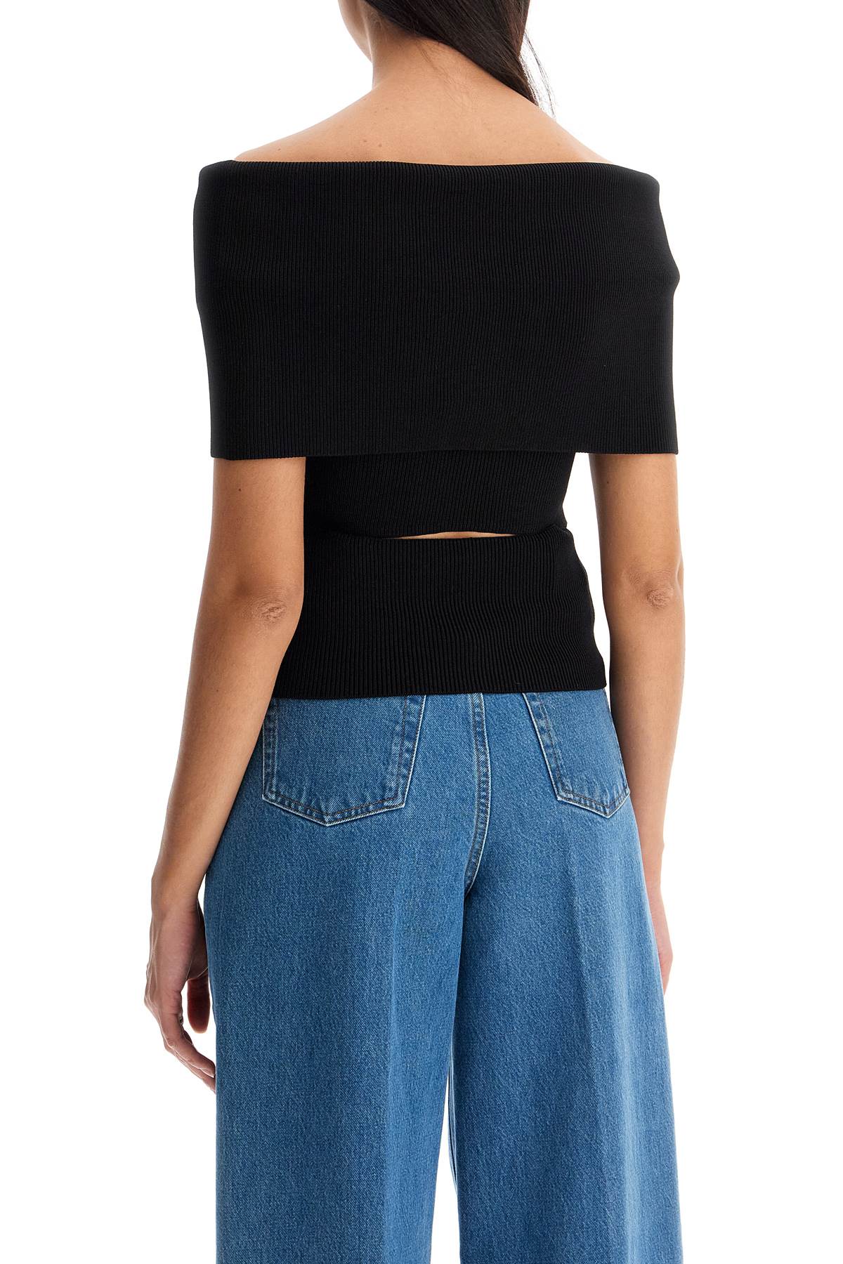 'ribbed Knit Off-shoulder  - Black