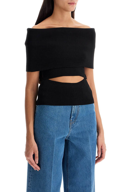 'ribbed Knit Off-shoulder  - Black