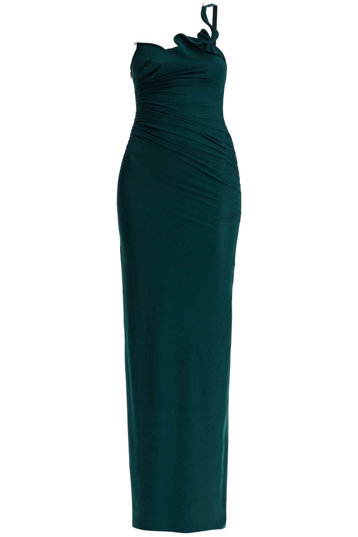 Maxi Venus Dress With Sculptural Neckline  - Green